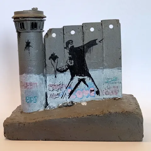 Banksy 'Free Palestine Flower Thrower Tower' Walled Off Hotel Wall Sculpture w/Receipt (#0536)