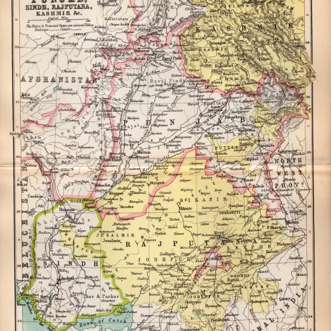 Punjab Sindh Kashmir Etc Double Sided Antique 1896 Map.
