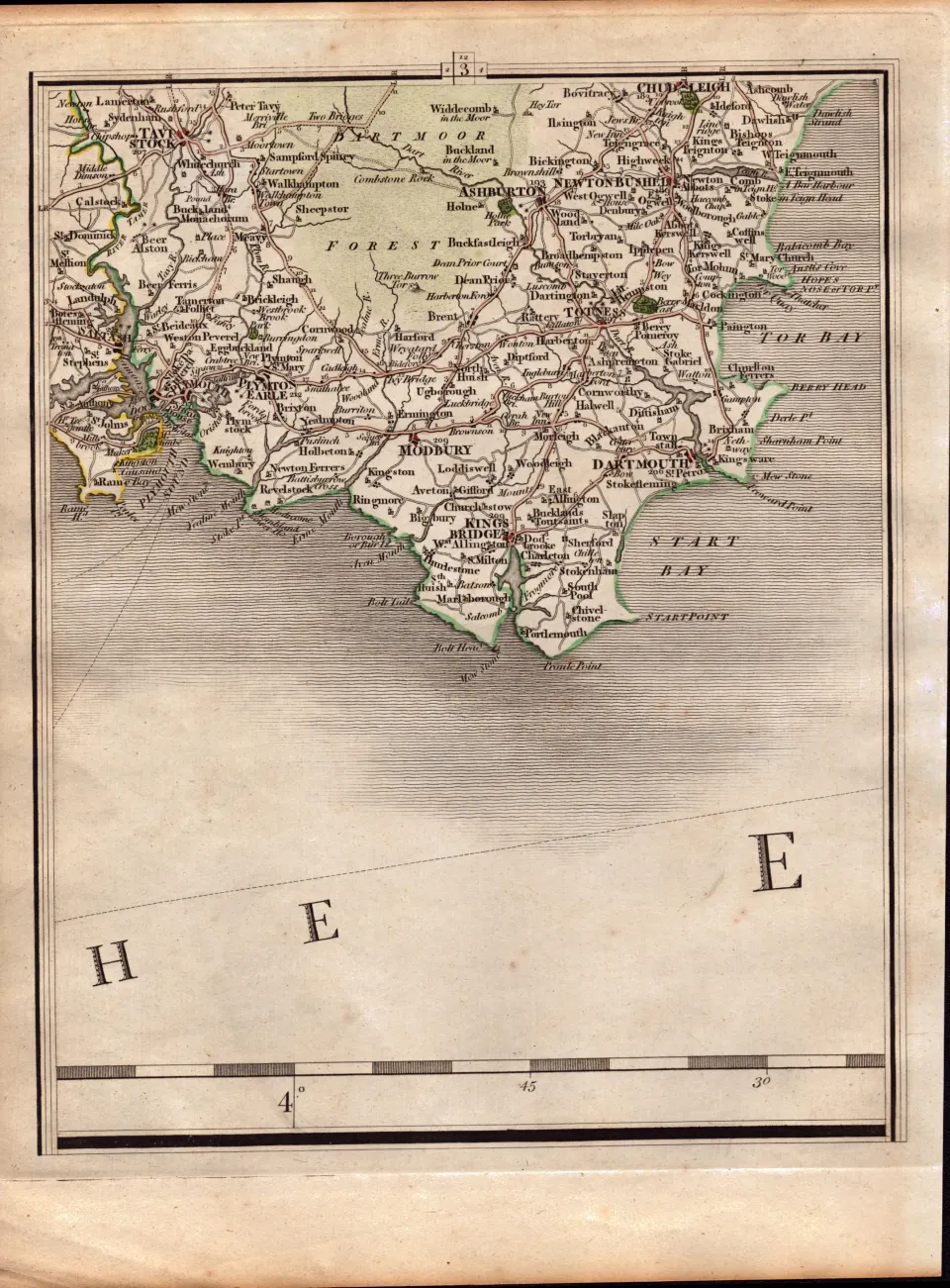 South Devon Torbay Brixham Paignton John Cary’s Antique 1794 Map.