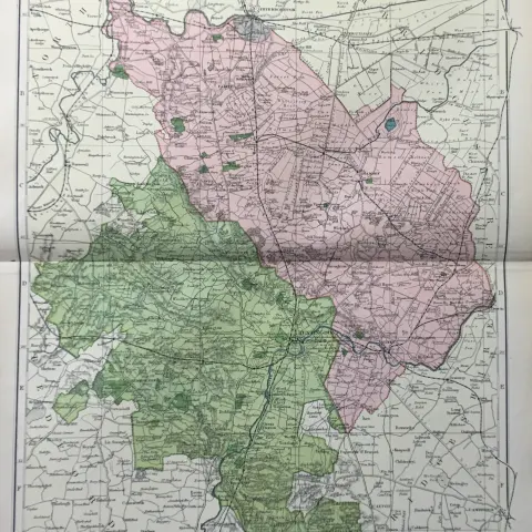 Coloured Antique Large Map Huntingdonshire GW Bacon 1904