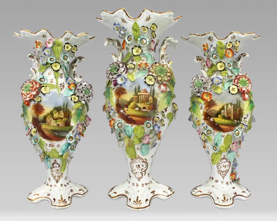 Garniture of Antique Coalbrookdale Vases c.1840
