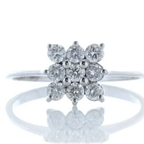 18ct White Gold Fancy Cluster Diamond Ring 0.45 Carats