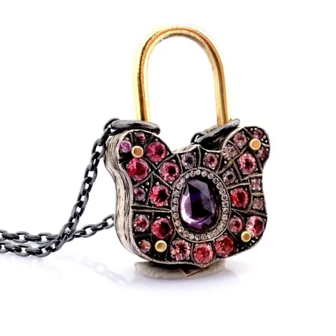 An Exquisite, Convertible Clasp Necklace Embellished With Gold, Colourful Stones, and Diamonds On Si