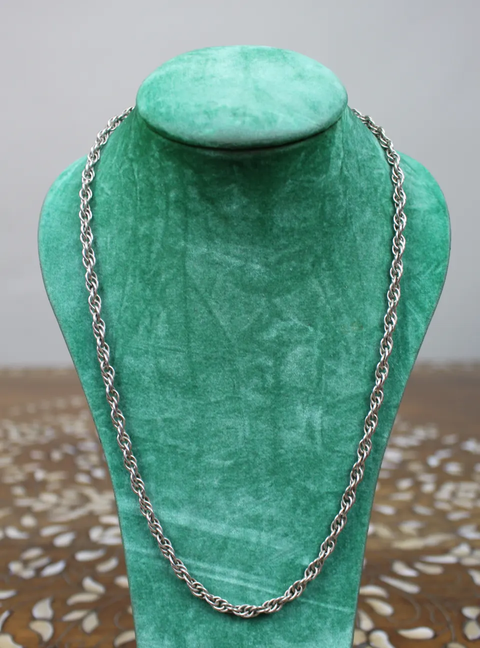Vintage Sterling Silver Rope Chain Necklace