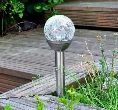 3 x Solar Lights Outdoor, Cracked Glass Ball LED Garden Lights, Landscape/Pathway Lights For Path