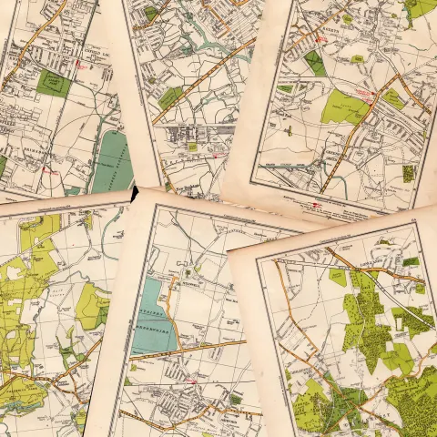 Job lot 15 Authentic Maps Directory of London and Suburbs 87-Year-Old-Prints-2.