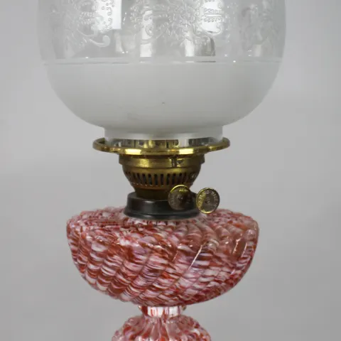Early Victorian Glass Duplex Burner Oil Lamp