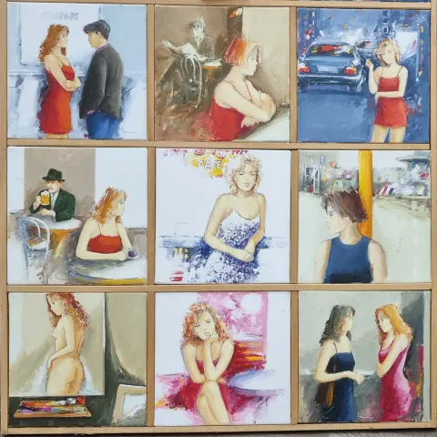 Fabulous Set of 9 Original Oils By Giuliano Trombini