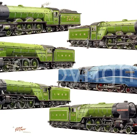 Top Links LNER Steam Trains Montage Metal Wall Art