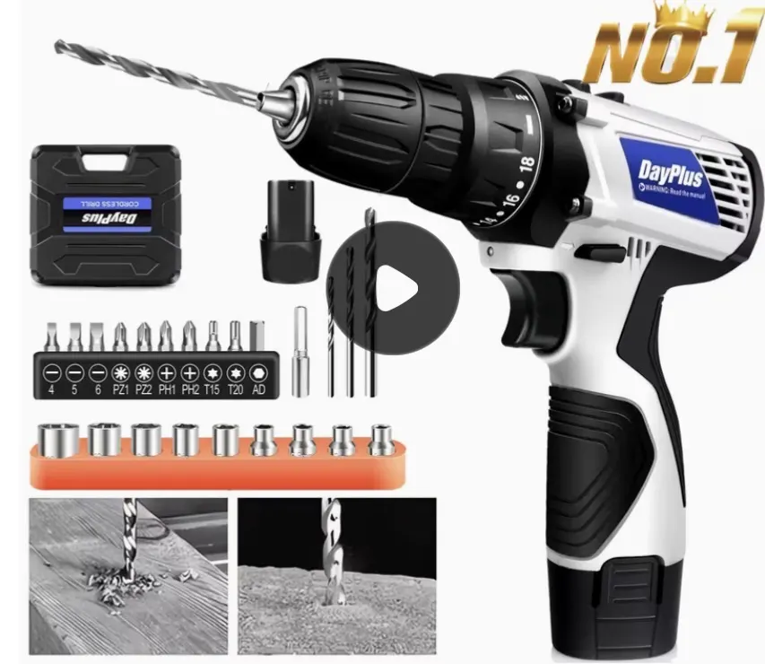 Cordless Drill 16.8V – 45Nm, 2-Speed, 18+1 Torque, 2 Batteries, 23pc Drill & Screwdriver Set