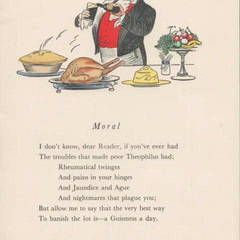 Double Sided Guinness Print 1934 "Obiedient Albert"A Genuine Double Sided Lithographed Colour