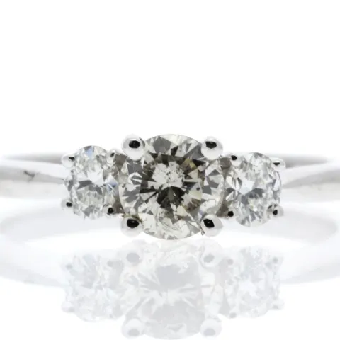 18ct White Gold Three Stone Claw Set Diamond Ring 0.73