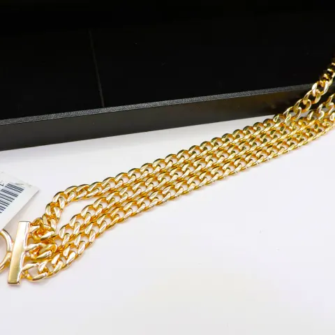Italian 14k Gold On Silver 3 Row Curb Link Bracelet 38 Grams New With Gift Box