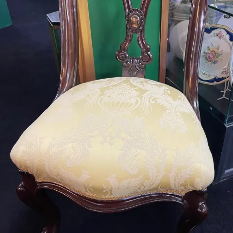 Fine 19th c. Mahogany Chair Inset With Porcelain Panels.