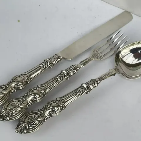 Hilliard & Thomason Antiques Sterling Silver Cutlery/Christening Set 1860