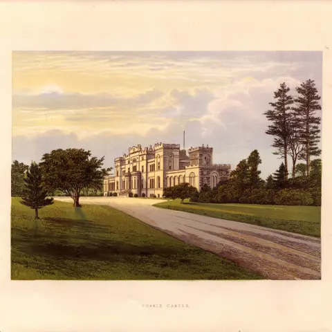 Rossie Castle Montrose Scotland Gilt-Edge Coloured Antique Book Plate.