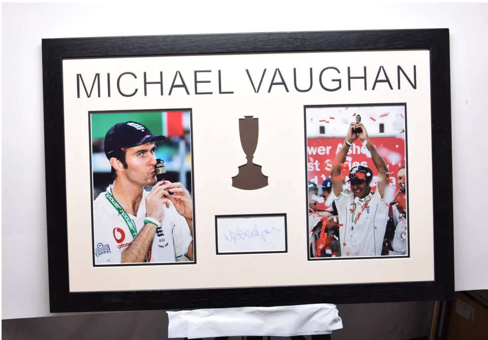MICHAEL VAUGHAN framed original signature presentation