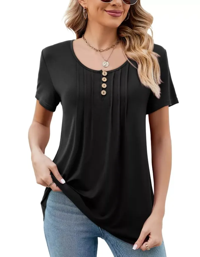 7 x Women's Casual V Neck Pleated Tunic Tops various sizes Lb36a