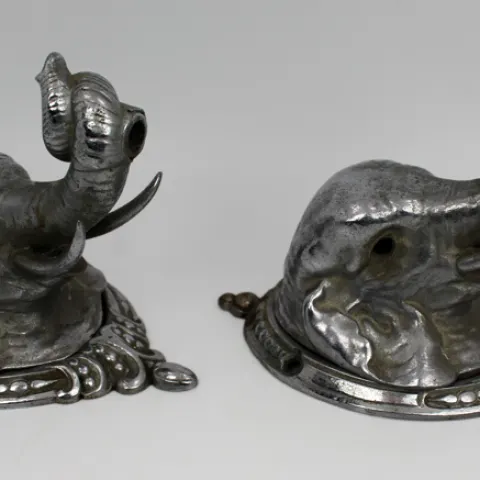 Pair of Vintage Cast Metal Elephant Head Wall Brackets