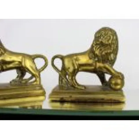 Pair of Vintage Bronze Lion Paperweights