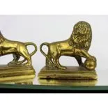 Pair of Vintage Bronze Lion Paperweights