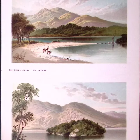 Scotland The Silver Strand loch Katrine Antique Coloured Print-34
