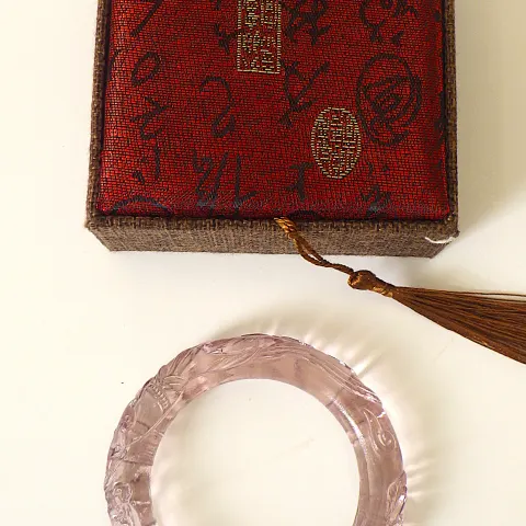 Chinese Peking Glass Bangle In Original Box.