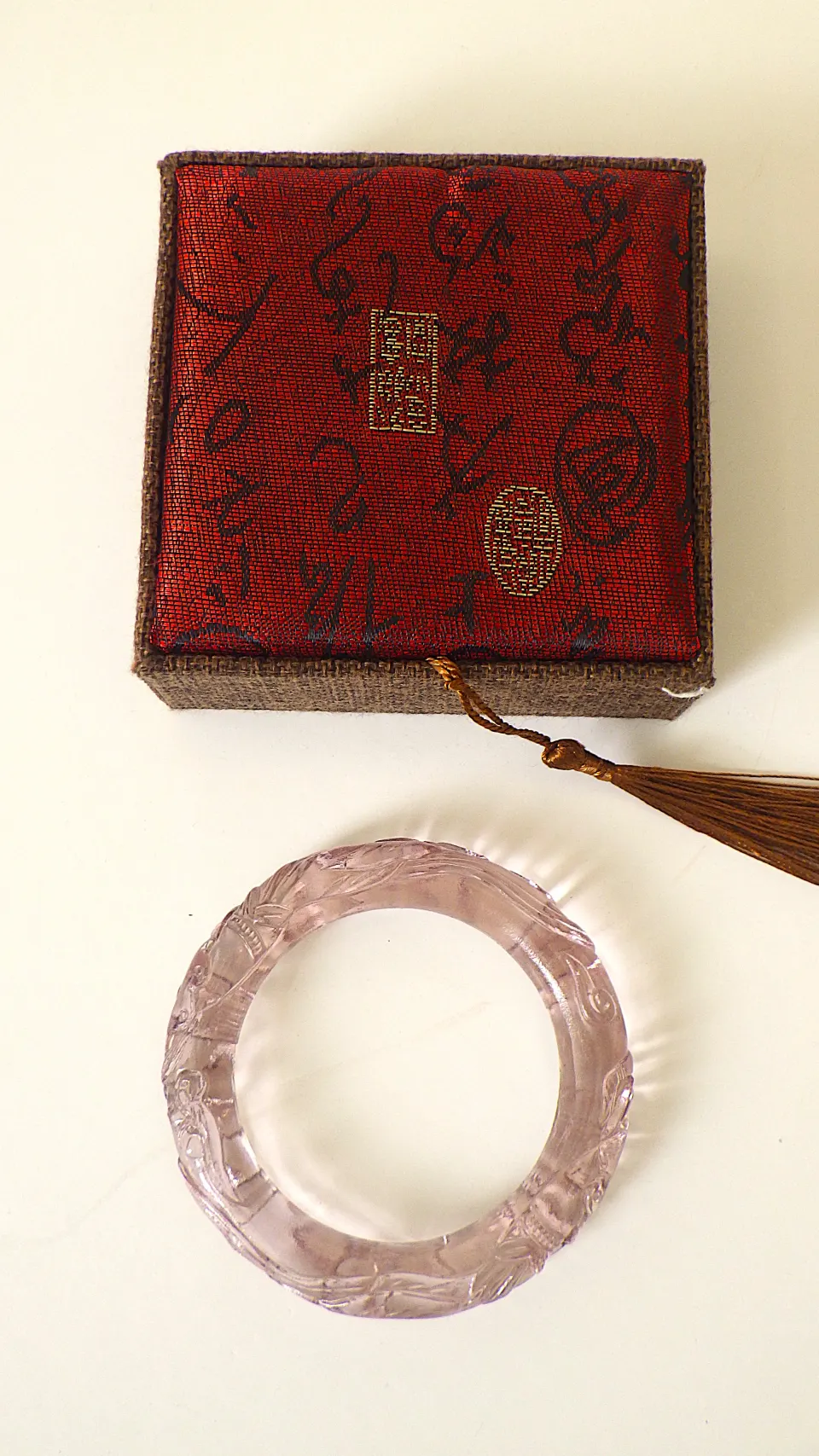 Chinese Peking Glass Bangle In Original Box.