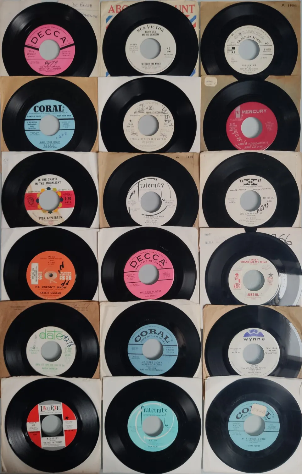 A Collection of 18x Promotional / Radio Station DJ Samples From VG, VG+ to EX Condition