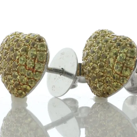 18ct White Gold Theo Fennel Diamond And Sapphire Heart Shaped Stud Earrings