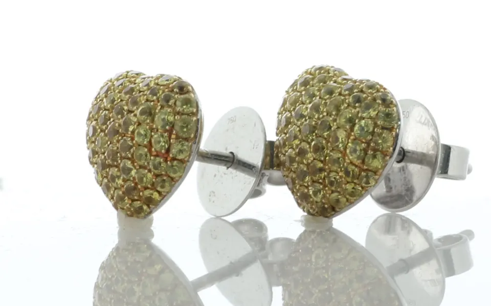 18ct White Gold Theo Fennel Diamond And Sapphire Heart Shaped Stud Earrings