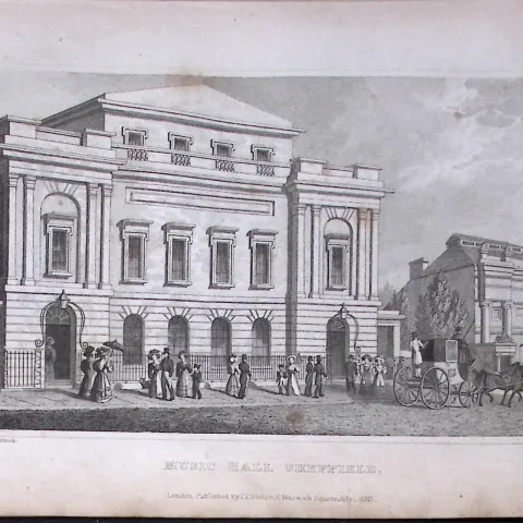 Sheffield Music Hall Yorkshire 198 Years-Old Thomas Allen Antique Steel Engraving-47