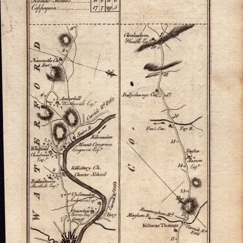 Ireland Rare Antique 1777 Map Waterford Dungarvan Carrick-on-Suir .
