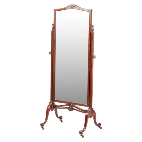 Edwardian Mahogany Cheval Dressing Mirror