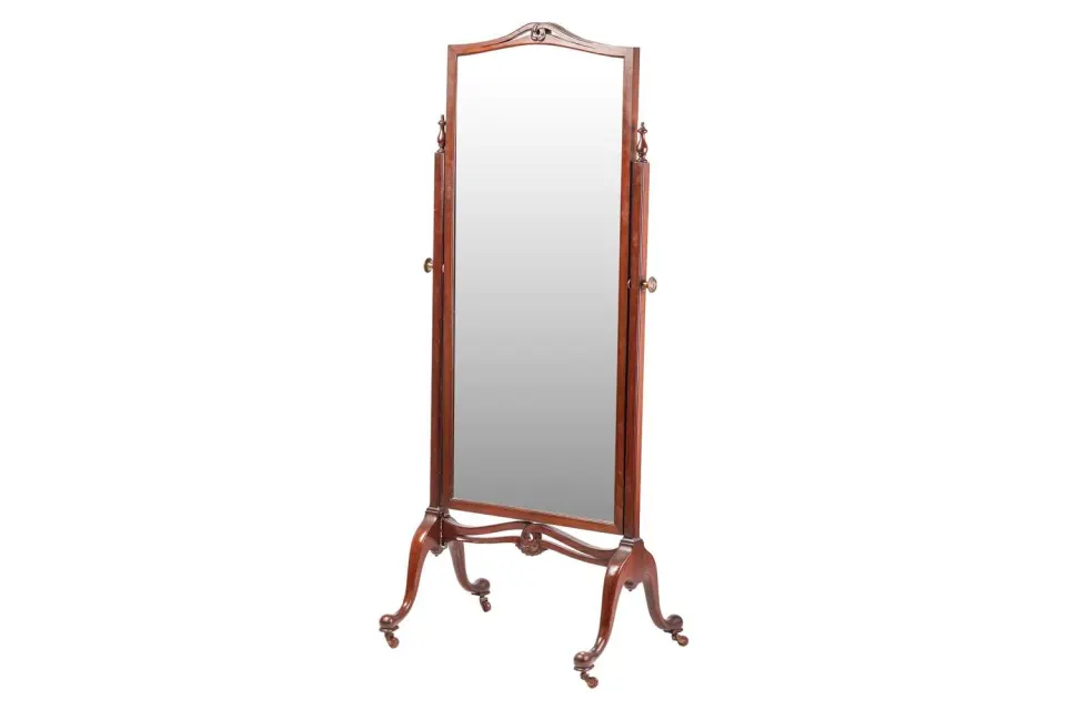 Edwardian Mahogany Cheval Dressing Mirror