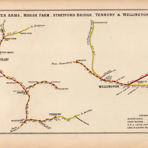 Craven Arms, Tenbury, Wellington Antique Railway Junction Map-19.