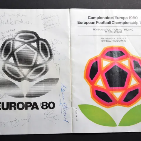 A signed 1980 European Championship Programme. The official Italian tournament issue