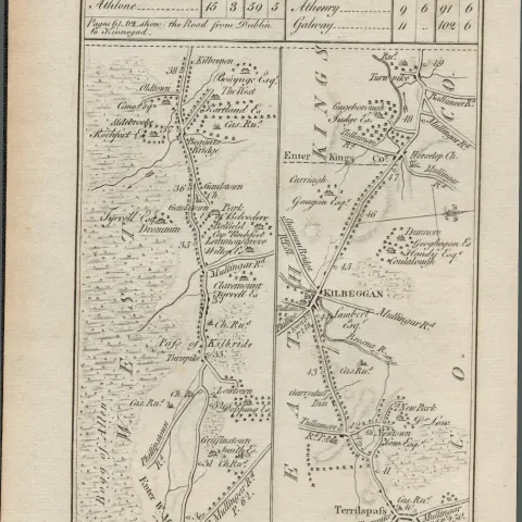 Taylor & Skinner 1777 Ireland Map  Galway Co Mayo Ballyhaunis Castlebar Balla