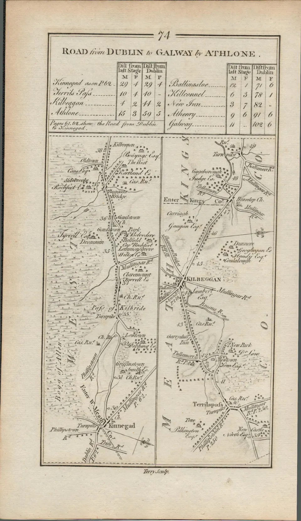 Taylor & Skinner 1777 Ireland Map  Galway Co Mayo Ballyhaunis Castlebar Balla