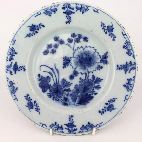 Antique 18th c. Delft Plate Floral