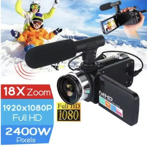 360° Full View Action Camera – 24MP 1080P HD Camcorder With 18x Zoom, 3” LCD & Mic Support