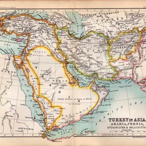 Turkey Arabia Persia Afghanistan Double Sided Antique 1896 Map.