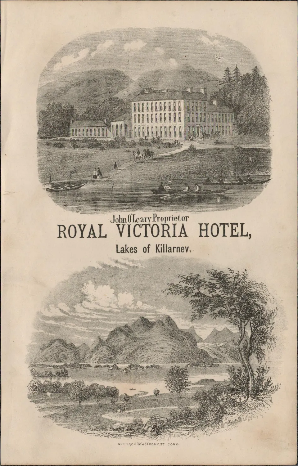 Antique 1871 Print Royal Victoria Hotel Killarney