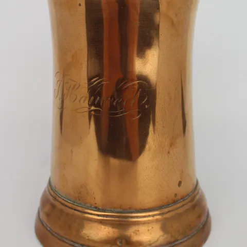 Antique Georgian Copper Tavern Tankard – Engraved, c.1800