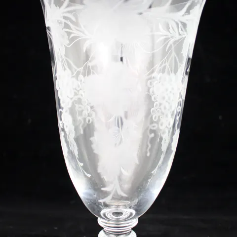 Vintage Etched Vine & Grape Celery Vase