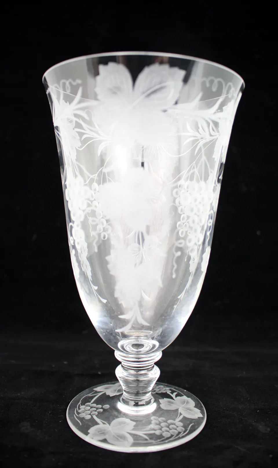 Vintage Etched Vine & Grape Celery Vase