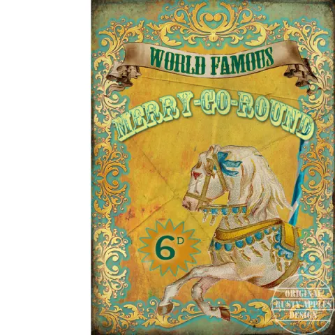 Merry Go Round  Fairground Large Metal Wall Art.