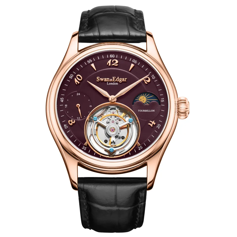 Swan & Edgar  Whirlwind Tourbillon Automatic Rose Red Watch - FREE DELIVERY & 5 YEAR WARRANTY