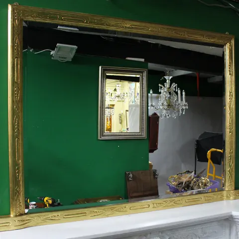 Antique Gilt Carved Wood Overmantle Mirror