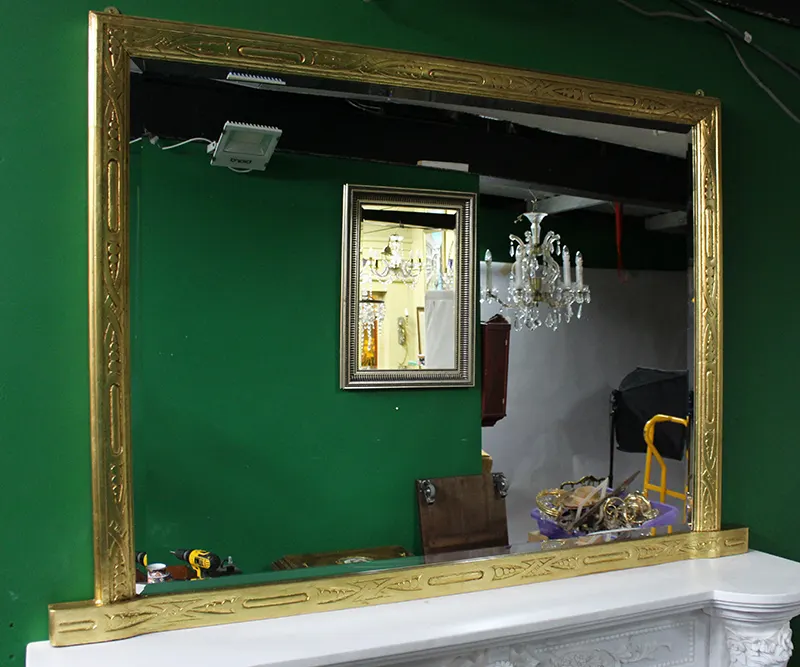 Antique Gilt Carved Wood Overmantle Mirror